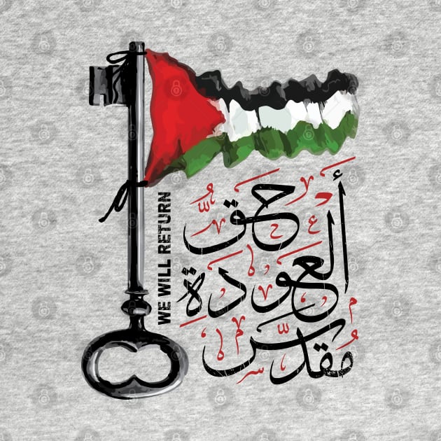 Palestinian Right of Return Sacred Arabic Calligraphy Palestine Flag Solidarity Design by QualiTshirt